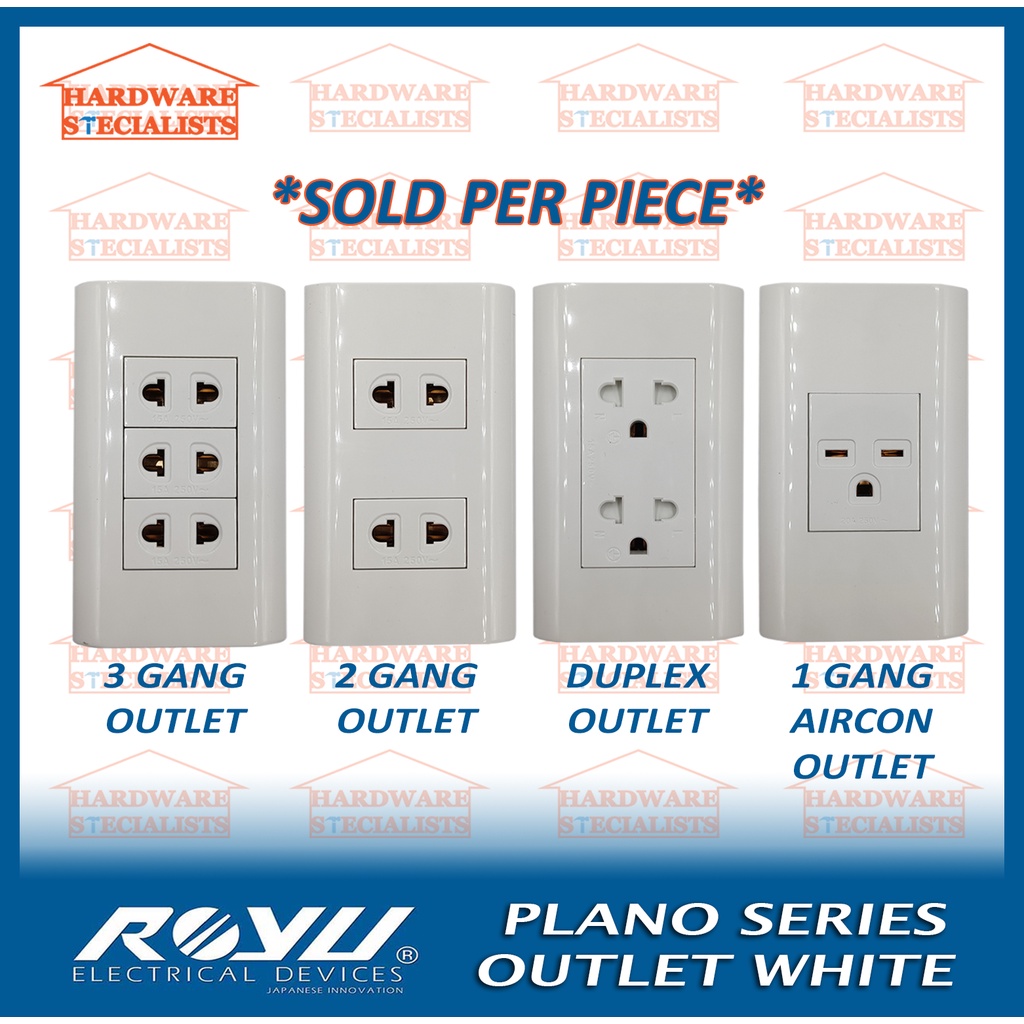 Royu Outlet Plano Series White 2 Gang 3 Gang Duplex Or Aircon Outlet