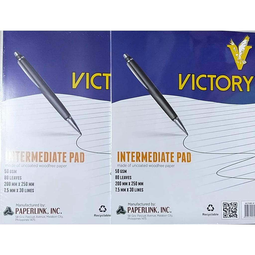 2 Pads VICTORY Intermediate Pad Paper 50 Gsm 80 Leaves Shopee Philippines