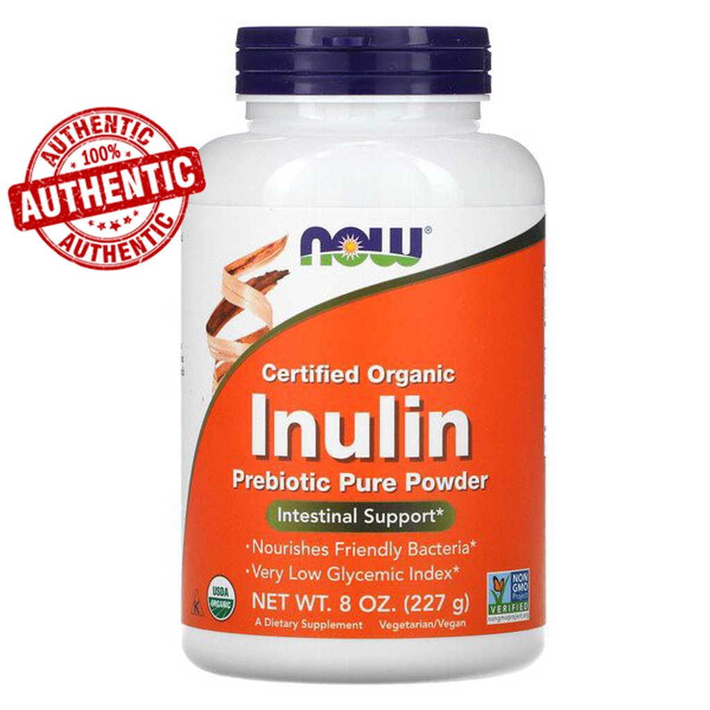 Now Foods Certified Organic Inulin Prebiotic Pure Powder 8 Oz 227 G