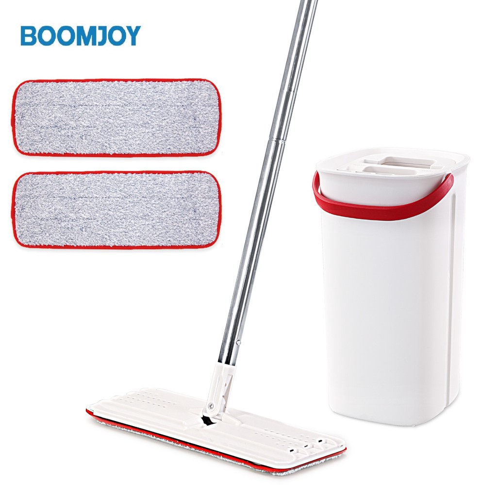 BOOMJOY 2020 NEW DESIGN 2 In 1 Self Wash And Squeeze Dry Flat Mop RED