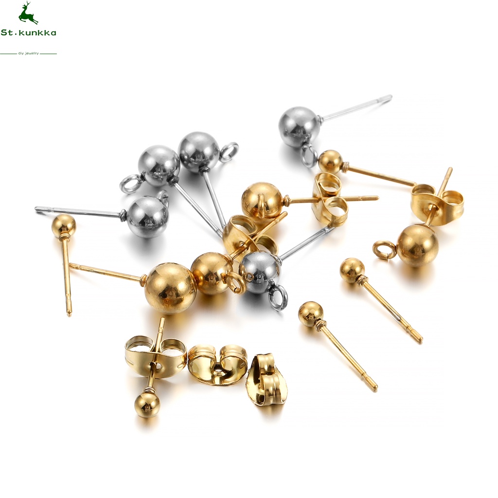 St Kunkka Stainless Steel Ball Head Earrings Can Be Used For Diy Ear