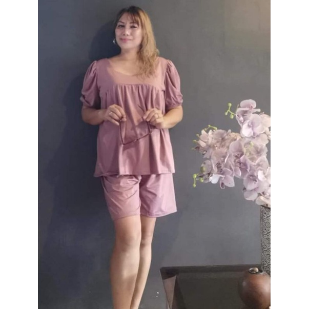 PLUS SIZE JASMIN COORDINATE TERNO SHORTS AND BLOUSE BIG SIZE L XL 2XL