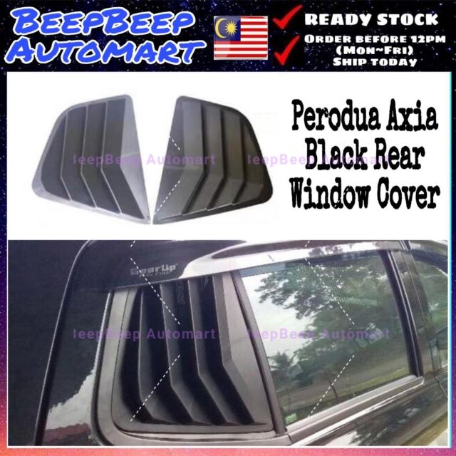 Perodua Axia Black Rear Side Louver Cover Window Triangle Mirror Cover