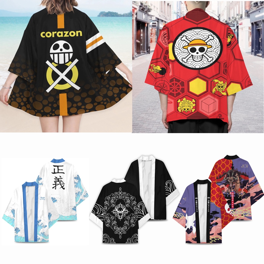 Anime One Piece Monkey D Luffy Trafalgar Law Cosplay Costumes Kimono