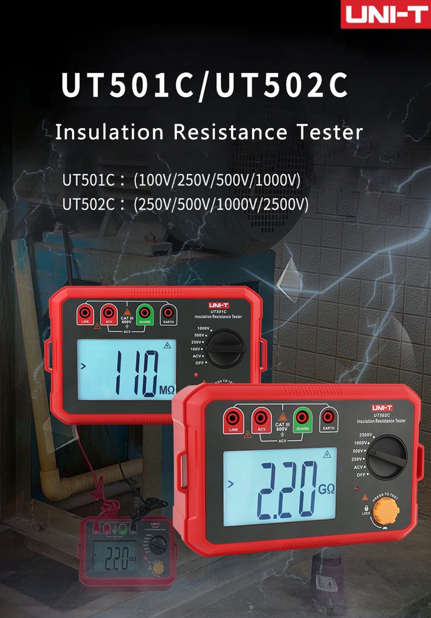 UNI T Digital Megohmmeter UT502C 2500V Insulation Resistance Tester