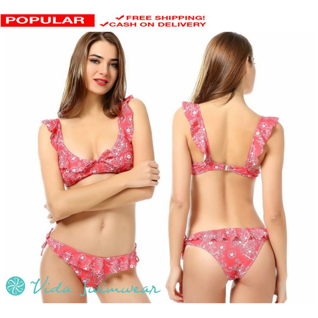 Floral Bikini Two Piece Floral Ruffle Bikini Swimsuit Bikini Shopee