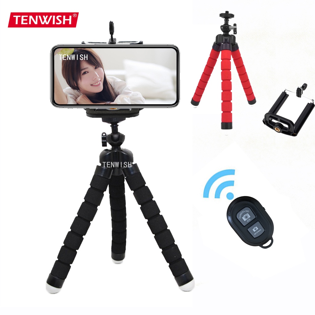 Tenwish Mini Portable Flexible Sponge Tripod Octopus Handle Grip