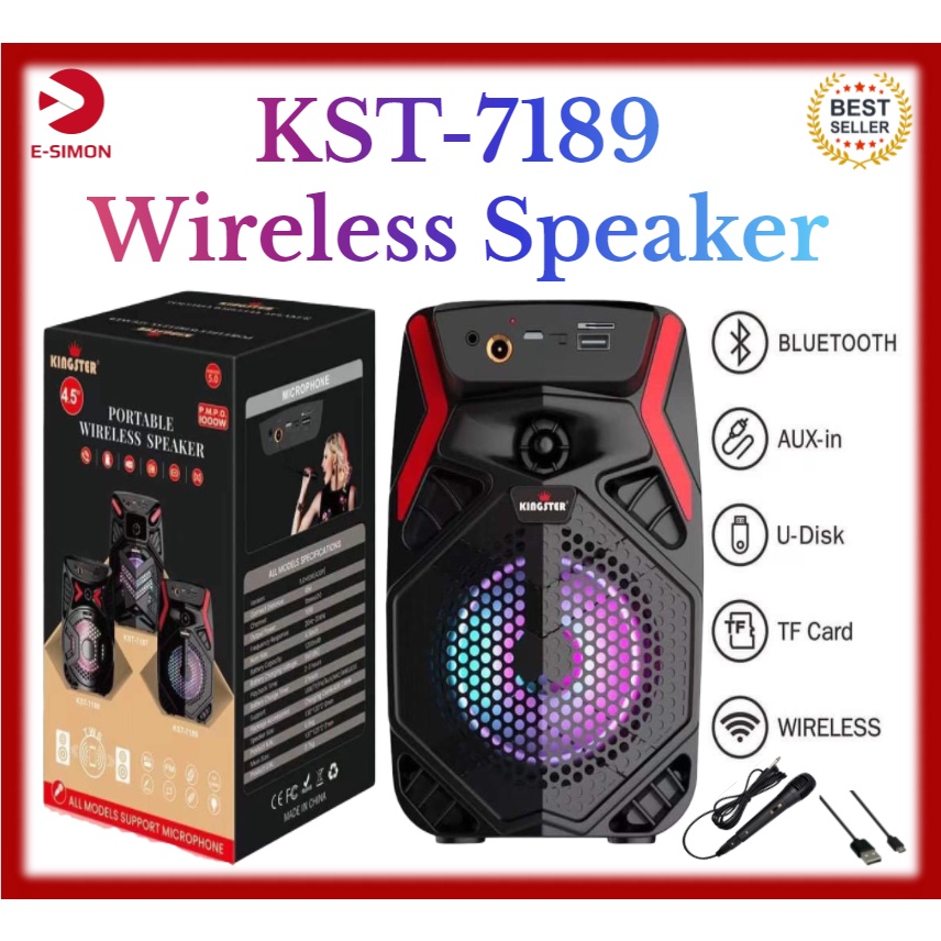 KINGSTER KST 7189 Portable Outdoor LED Woofer Karaoke Wireless