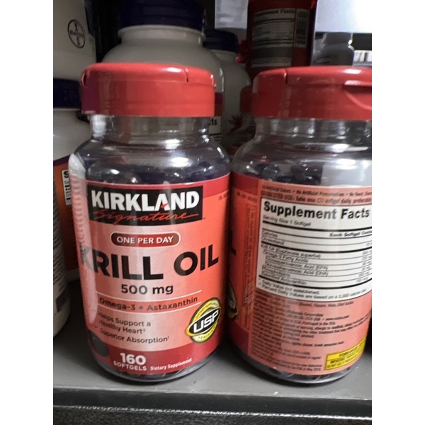 Kirkland Krill Oil 500mg W Omega 3 Astaxanthin 160 Softgels Shopee