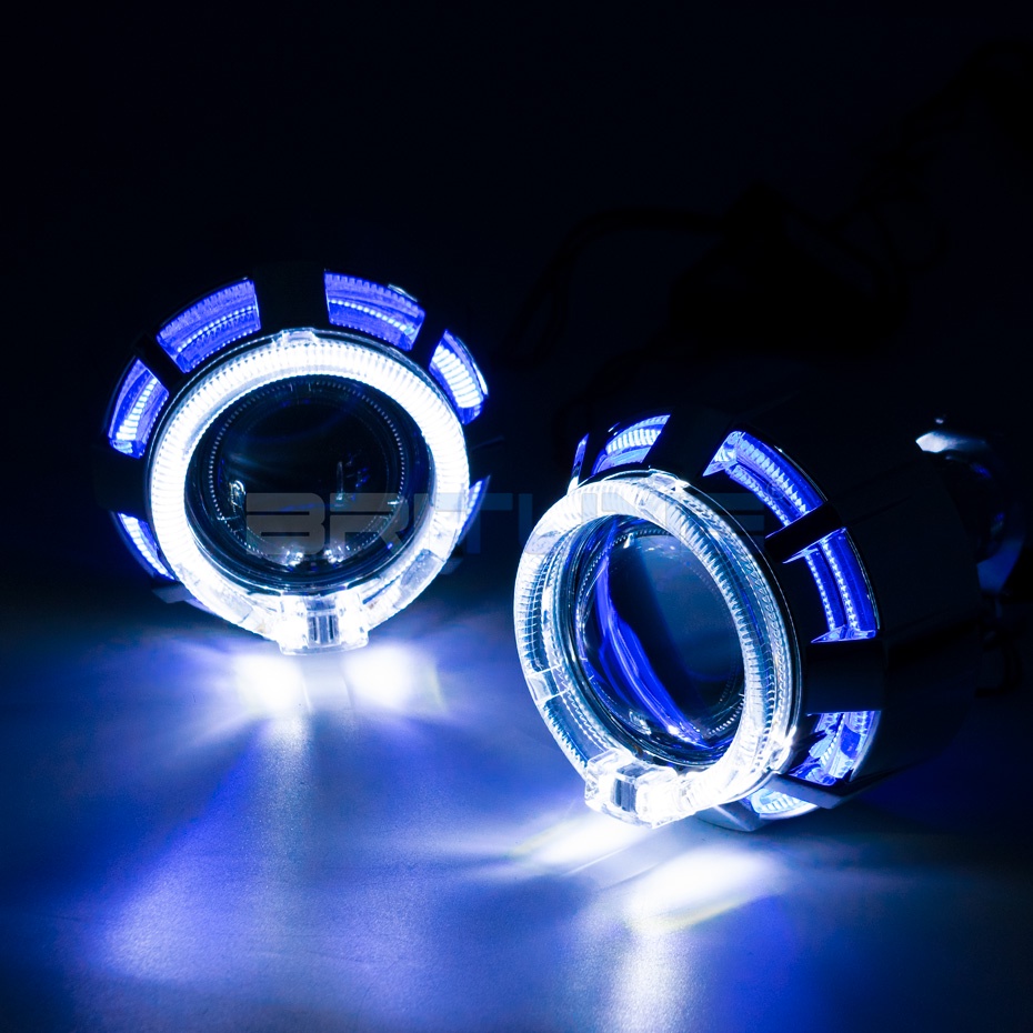 Mini Inch Bi Xenon Headlight Lens Projector Double Led Angel Eyes