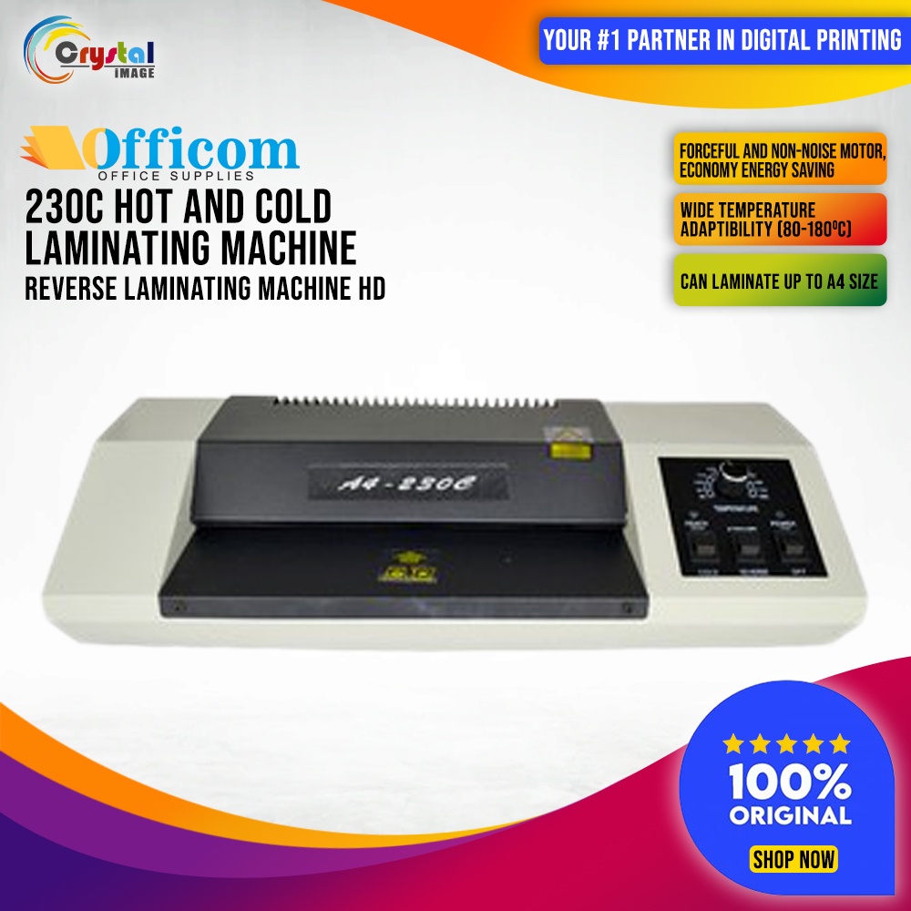 Officom 230C Laminator Machine A4 Size HOT COLD Reverse Laminating