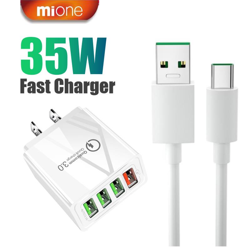 Mione 6A 35W USB Charger Type C Fast Charger 4 Port Quick Charge QC 3 0