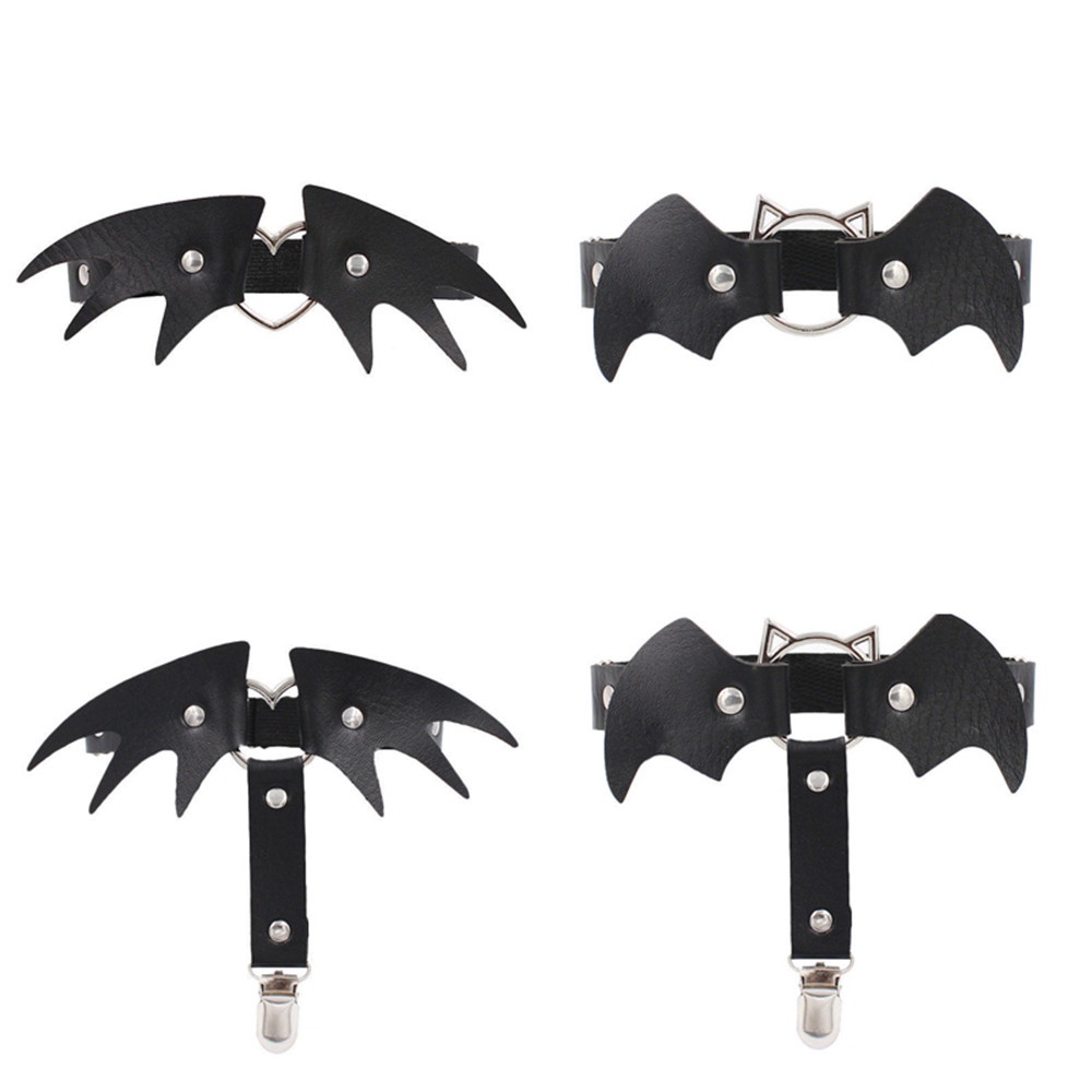 Pc Women Bat Wings Garter Belt Lingerie Leather Punk Elastic Harness Suspender Strap Leg