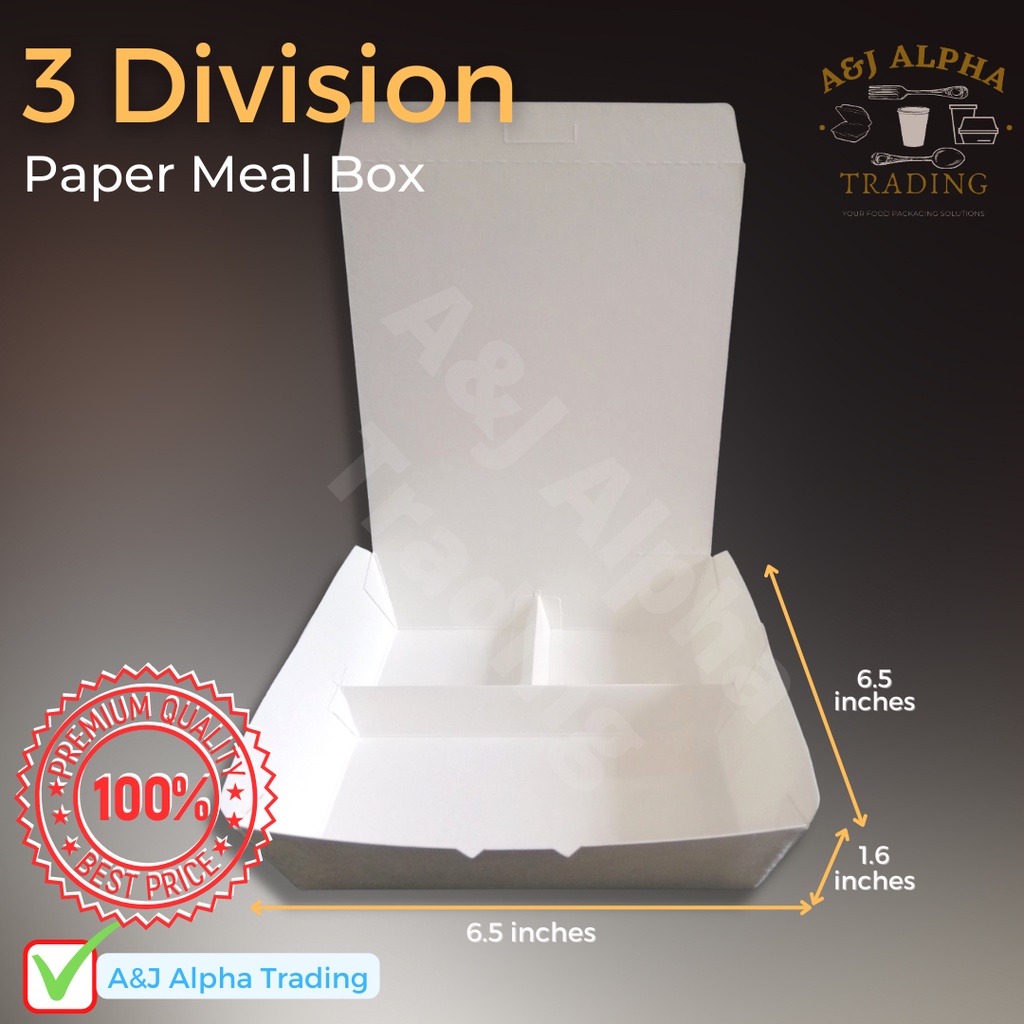 Division Paper Meal Box White Laminated Pcs Shopee Philippines