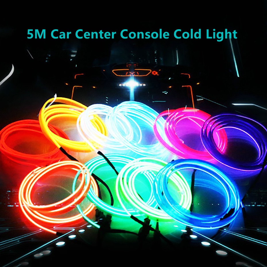 5M Car Interior Led Decorative Lamp EL Wiring Neon Strip For Auto DIY