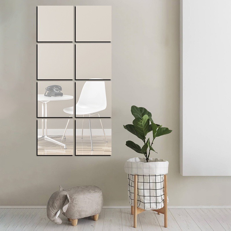 D Square Glass Mirror Full Length Mirror Wall Bedroom Living Room Self