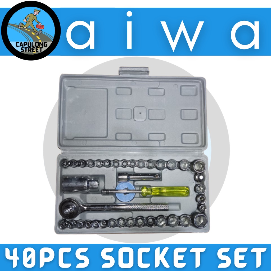 Capulong Street Aiwa Pcs Socket Set With Ratchet Handle Chrome Steel