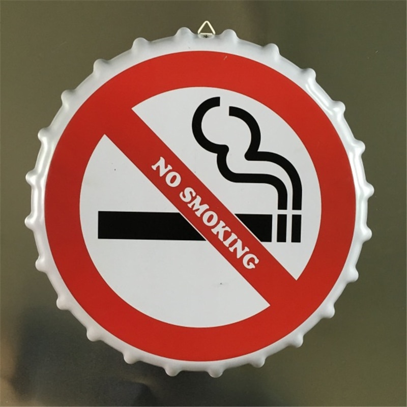 Beer Bottle Cap Signs Wifi No Smoking Warning Sign Retro Round Plate