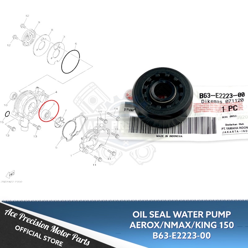 Oil Seal Water Pump Aerox Nmax V King B E Genuine Shopee