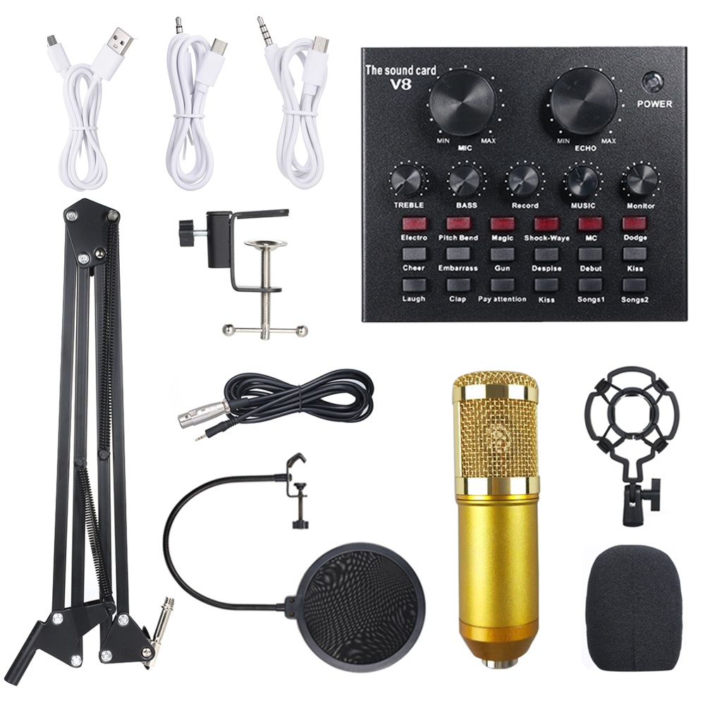 Original Condenser Microphone Kit Audio Studio Sound Recording With V8