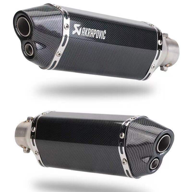 Double Outlet Universal Motorcycle Exhaust Muffler Pipe Moto Silencer