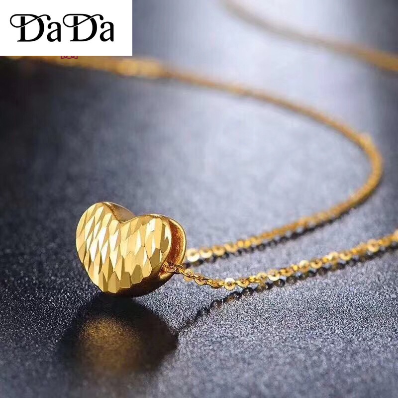 Pure 18k Saudi Gold Necklace Nasasangla Geometric Heart Shape Pendant