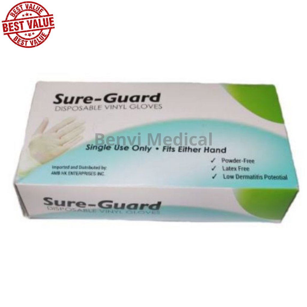 Sure Guard Vinyl Gloves 100pcs Inside The Box Shopee Philippines