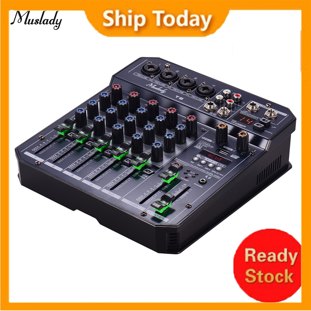 Muslady T6 Portable 6 Channel Sound Card Mixing Console Audio Mixer