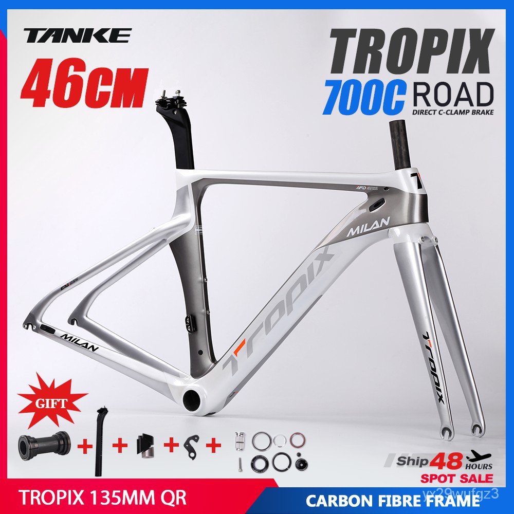 TANKE 46cm Carbon Road Bike Frame Direct C Clamp Brake Bb86 Press In