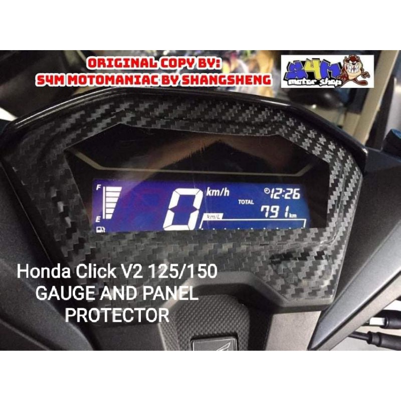 HONDA CLICK V2 2 In 1 Smoke Gauge And Panel Protector 3D Matte Carbon