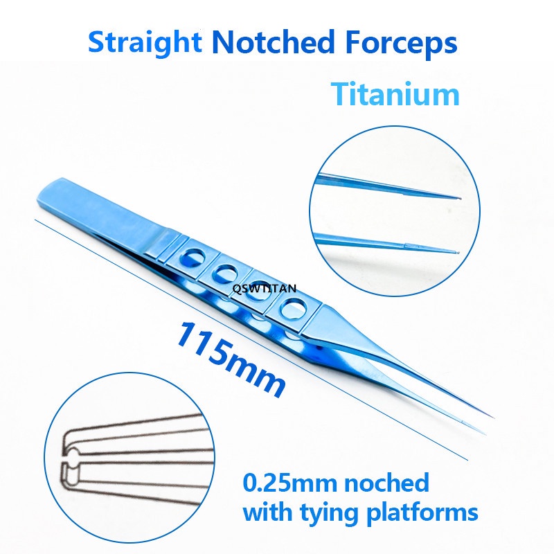 New Titanium Pierse Colibri Corneal Forceps With Notched Forceps