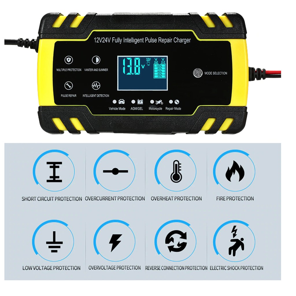 JF 03 12V 24V 15AH 150AH Smart Battery Charger Car Truck Lead Acid AGM