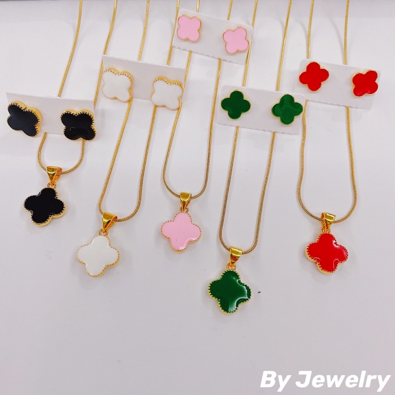 By K Thai Gold Plated Four Leaf Clover Necklace Accessories For