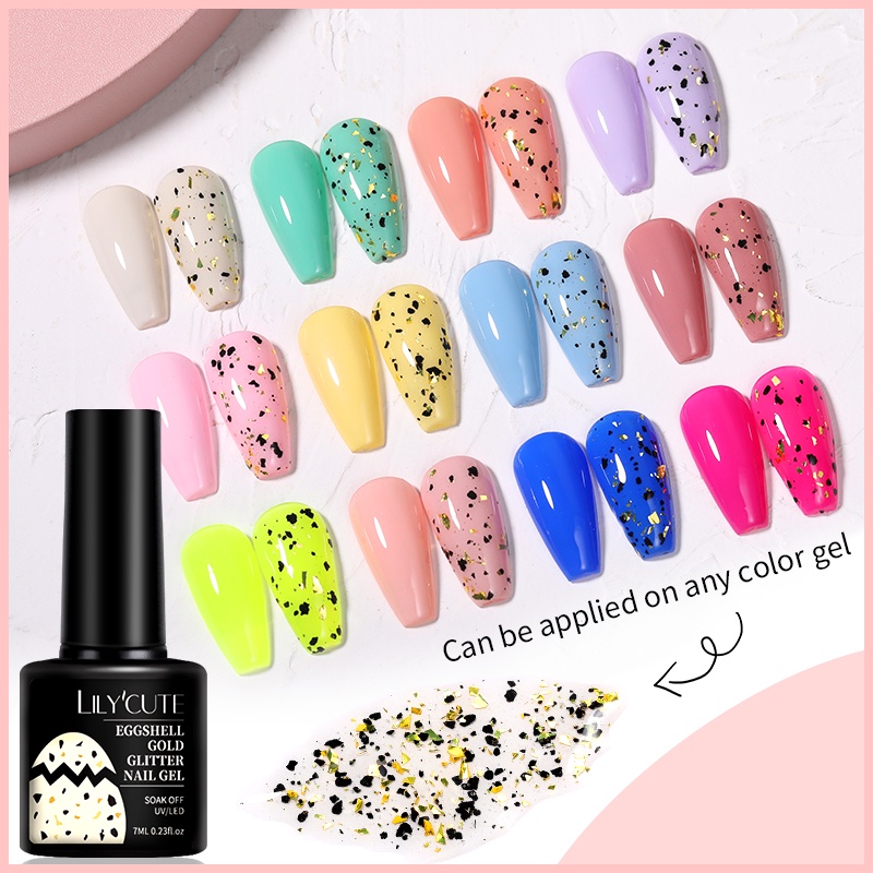 Lilycute Ml Eggshell Gold Glitter Gel Nail Polish Quail Egg Effect