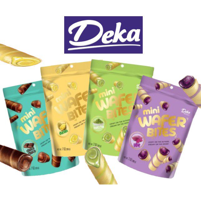 Deka Mini Wafer Bites Choco Matcha Ube Durian Wafer Roll Jumbo