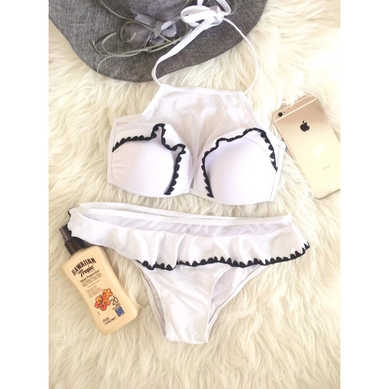 BRAND NEW 2PC BLACK WHITE MESH BIKINI SWIMSUIT S M Frame Shopee Philippines