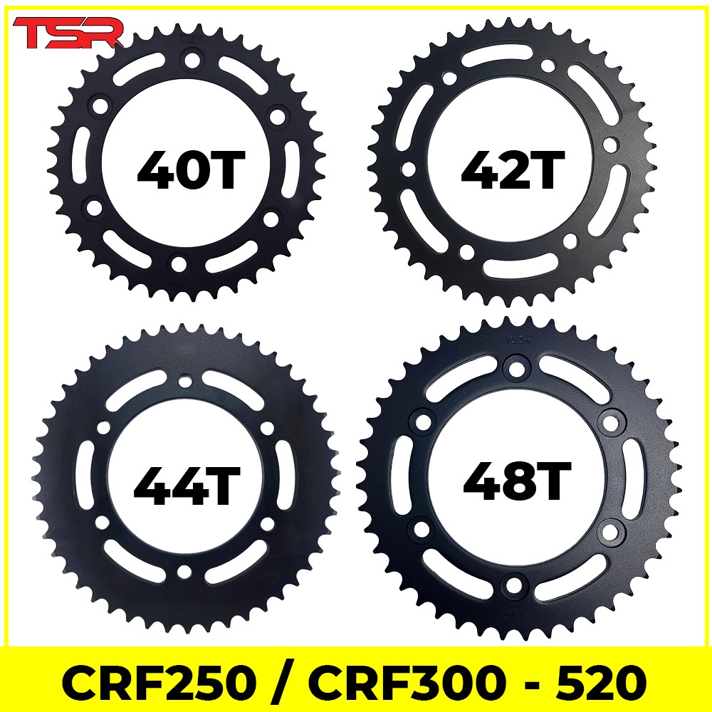 CRF250 CRF300 520 40T 42T 44T 48T TSR Rear Sprocket S45C Black