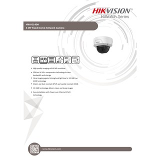 Hikvision HWI D140H 4MP IR H 265 Outdoor Vandal Proof PoE HiWatch Dome