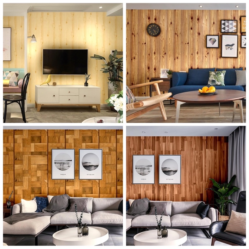 Bhw Wallpaper Wood Design Pvc Waterproof Self Adhesive Wall Sticker C