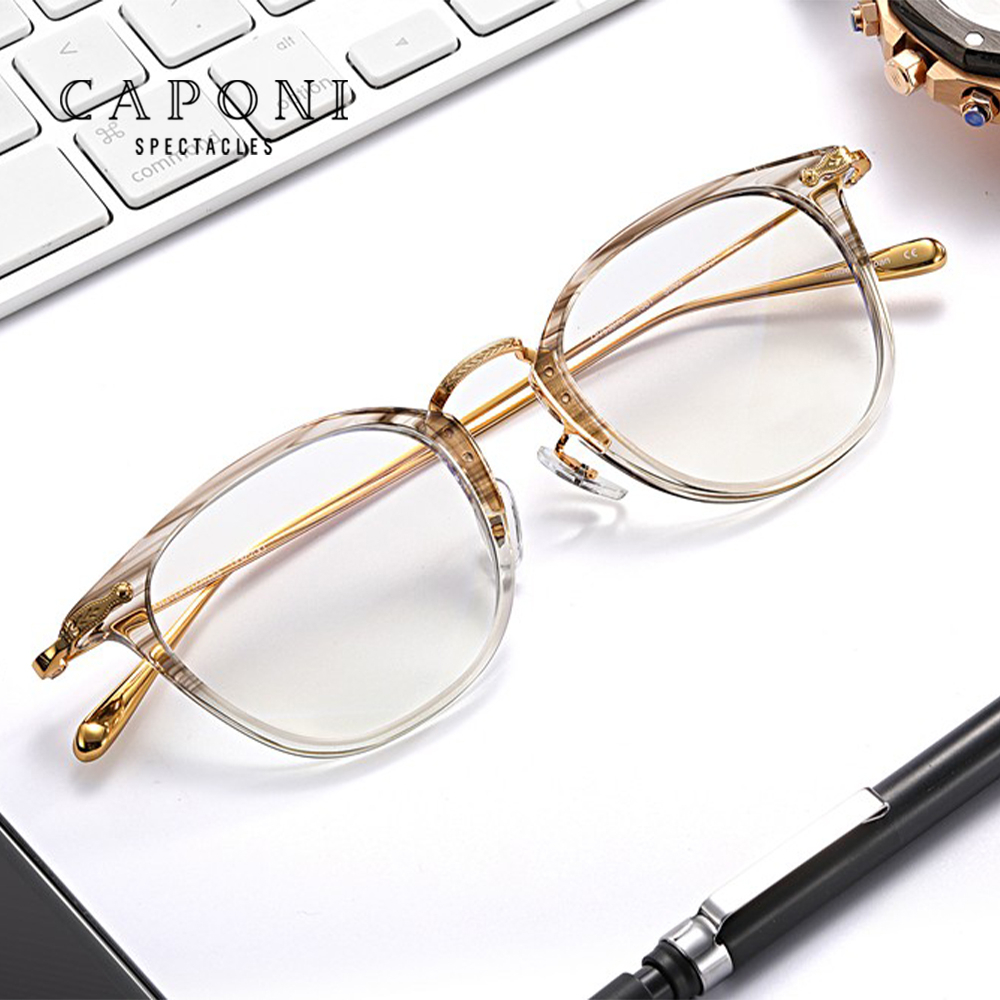 Caponi Pure Titanium Eyeglasses For Men Light Weight Vintage Design