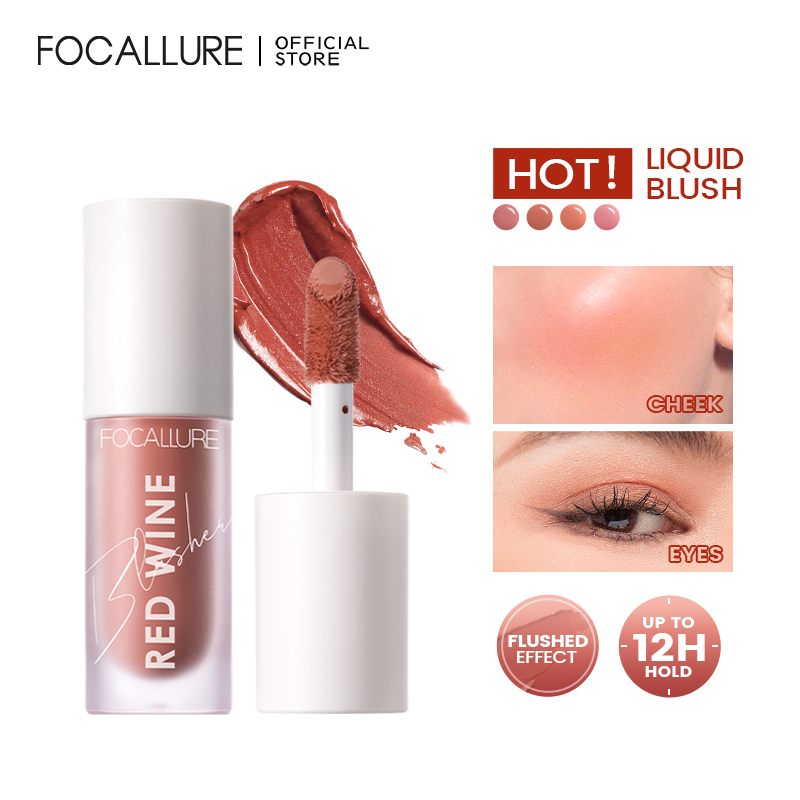 FOCALLURE Liquid Blush HANGOVER RED WINE Natural Cheek Blusher On Face