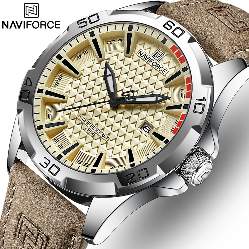 Naviforce Men Luxury Brand Sport Original Waterproof Leather Strap