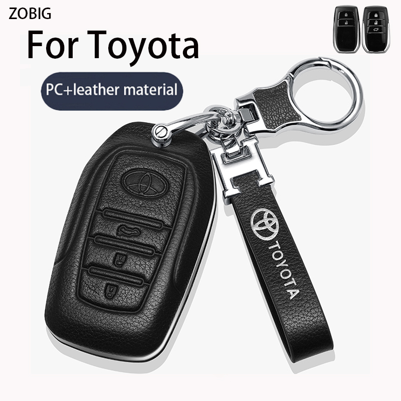 ZOBIG Genuine Leather Key Fob Cover For Toyota Car Key Case Shell For