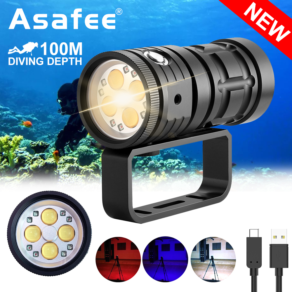 Asafee 18000LM D16 Super Brightnest COB LED Diving Flashlight