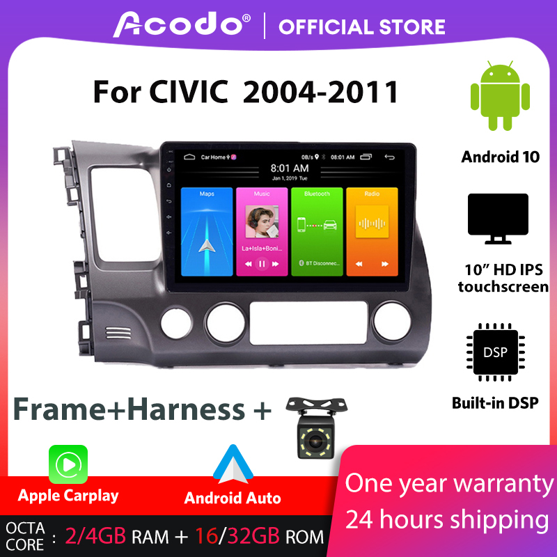 Acodo For Honda Civic Fb 2004 2011 Android 12 Car Radio Multimedia