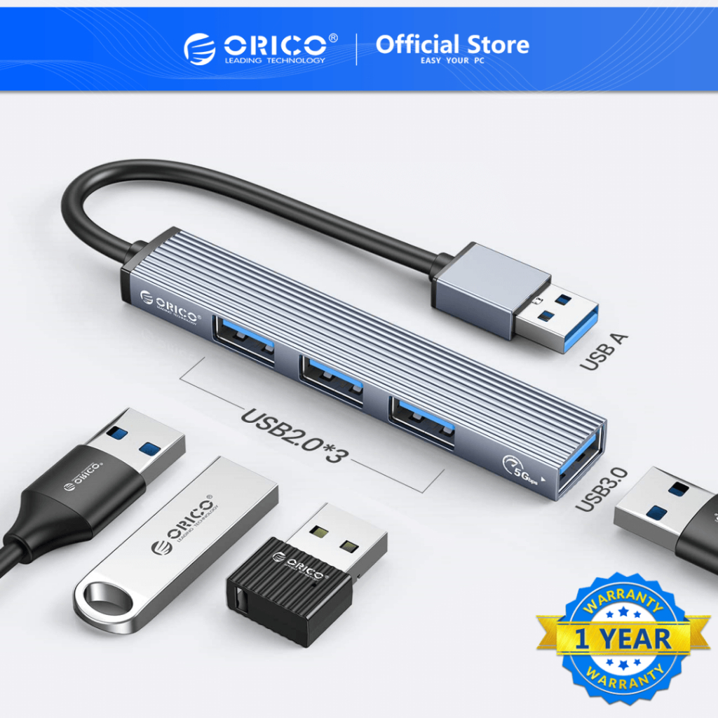 Orico Aluminum Type C Hub Port Usb Ultra Slim Portable