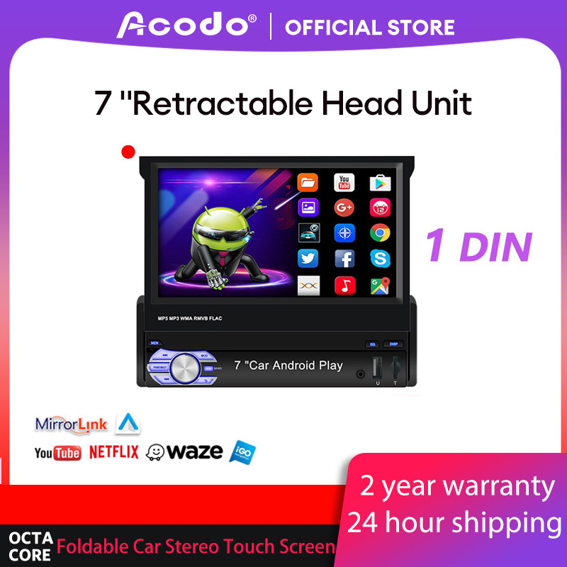 Acodo 1 Din 7 Inch Retractable Head Unit Android 9 0 1g Ram 16g Rom