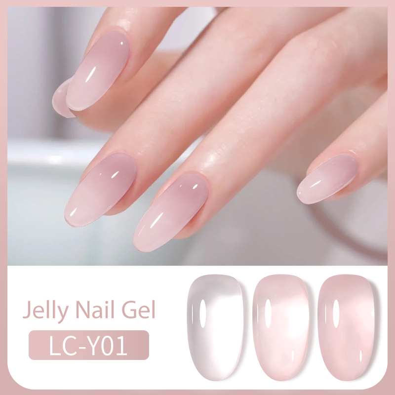 LILYCUTE Nude Milky White Nail Gel Polish Transparent Summer Pink Jelly