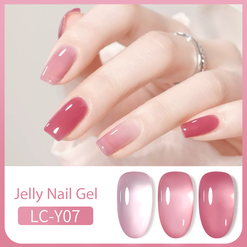 LILYCUTE Nude Milky White Nail Gel Polish Transparent Summer Pink Jelly