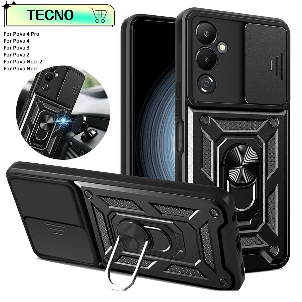 Slide Camera Lens Case TECNO Pova 5 4 Pro 3 Neo 2 POP 7 Pro Casing